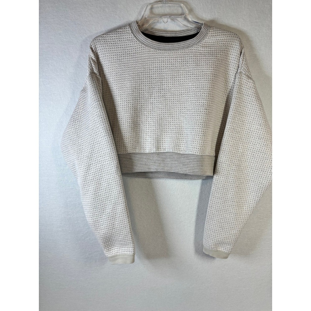 Nike Tech Pack Womens XS Crop Sweatshirt Perforated Knit Grey Long Sleeve Top
